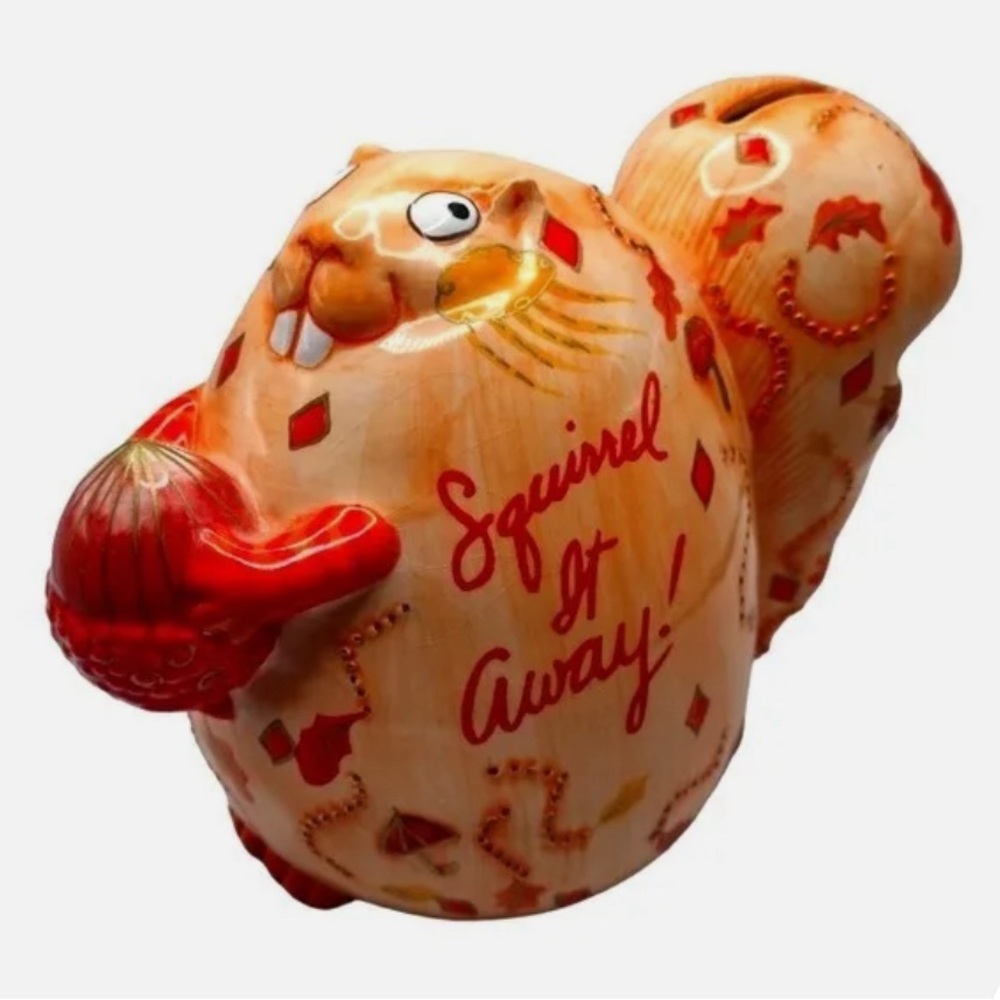 Fitz and Floyd Vintage Cash Critters Squirrel it Away! 6” Piggy Bank